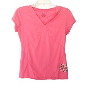 Zella Pink Flower Activewear Workout Shirt Medium